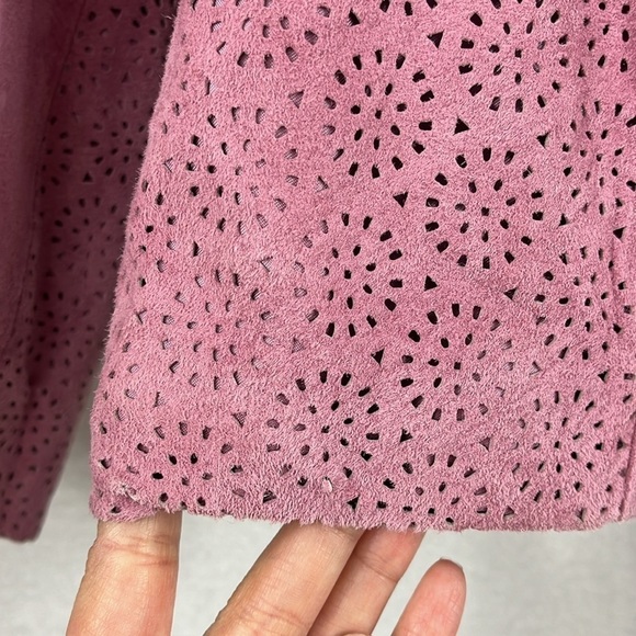 Hal Rubenstein Pink Laser Cut Genuine Leather Zip Jacket Womens Size 3x - Picture 14 of 16